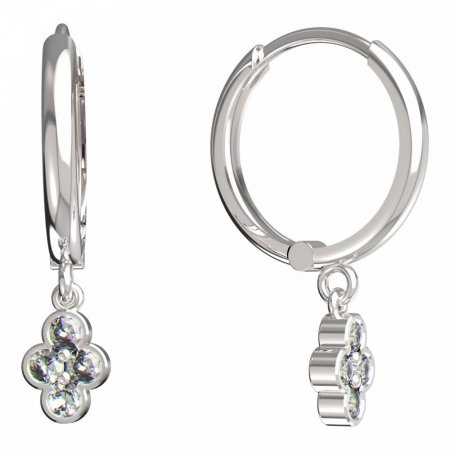 BeKid, Gold kids earrings -295 - Switching on: Circles 15 mm, Metal: White gold 585, Stone: White cubic zircon