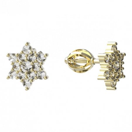 BeKid, Gold kids earrings -090 - Switching on: Pendant hanger, Metal: White gold 585, Stone: Pink cubic zircon