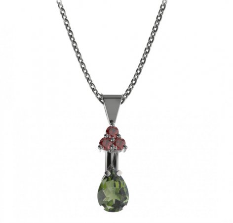 BG pendant drop stone  495-87 - Metal: Silver 925 - rhodium, Stone: Garnet