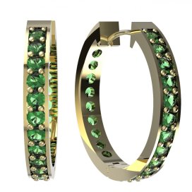 BG zlaté náušnice 808 Žluté zlato - 585 Zelený kubický zirkon