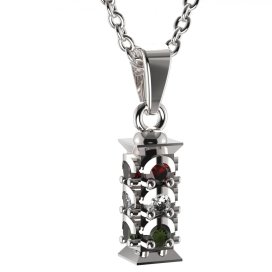 BG zlatý přívěšek - Semafor 797 Bílé zlato - 585 Diamant ,vltavín,granát