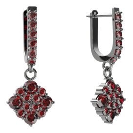 BG  náušnice 317 Stříbro 925 - ruthenium (30-90dní) Granát