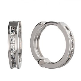BG zlaté náušnice 1289 kruhy Bílé zlato - 585 Diamant