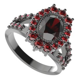 BG prsten oválný 250-Y Stříbro 925 - ruthenium (30-90dní) Granát
