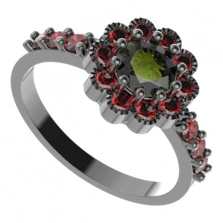 BG prsten 149-Z kulatého tvaru - Kov: Stříbro 925 - rhodium, Kámen: Granát