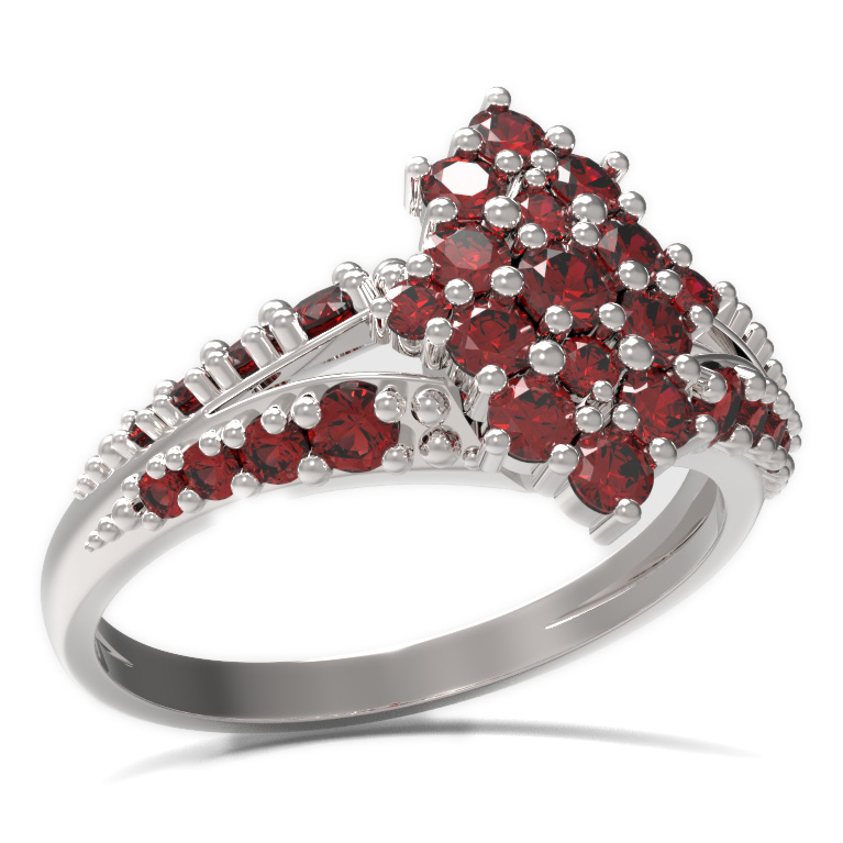 BG prsten s kulatým kamenem 536-G Bílé zlato - 585 Granát