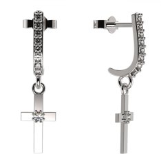 BG zlaté náušnice křížek 239 Bílé zlato - 585 Diamant
