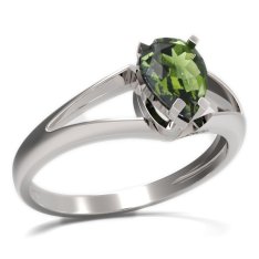 BG prsten kapkovitý kámen 495-V Bílé zlato - 585 Vltavín