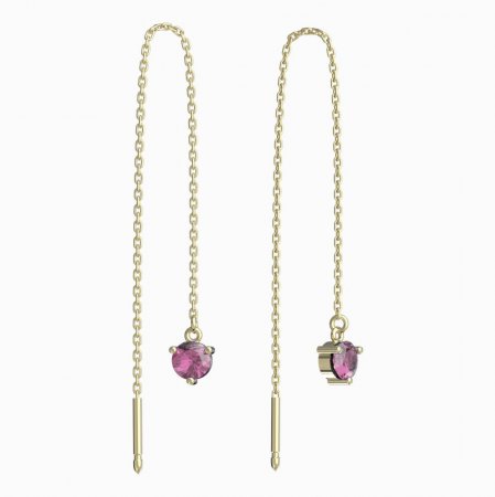 BeKid, Gold kids earrings -782 - Switching on: Chain 9 cm, Metal: Yellow gold 585, Stone: Pink cubic zircon