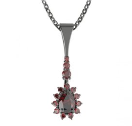 BG přívěs s centrálním kapkovitým kamenem 509-B Stříbro 925 - ruthenium (30-90dní) Granát