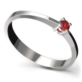 BG zlatý prstýnek 767 Bílé zlato - 585 Červený kubický zirkon