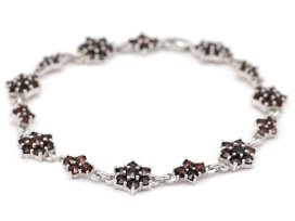 BG náramek vsazený granát hvězdicový brus 156 Stříbro 925 - ruthenium (30-90dní) Granát