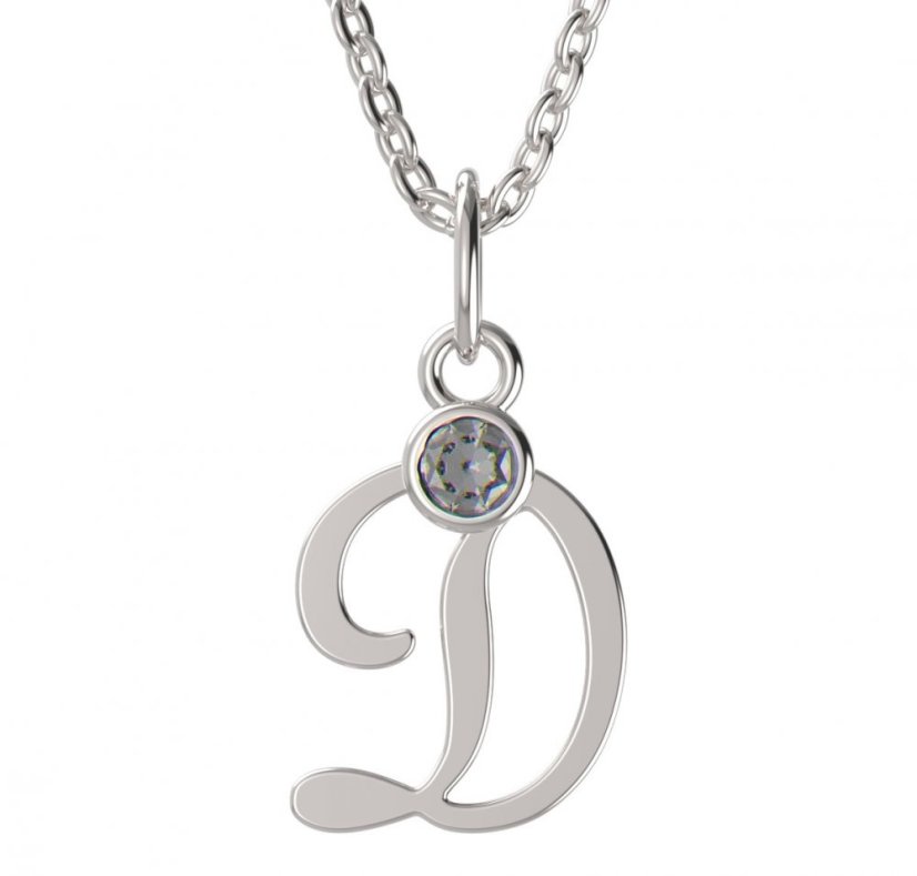 BeKid dětský zlatý přívěsek písmenko D - 1313 Bílé zlato - 585 Diamant
