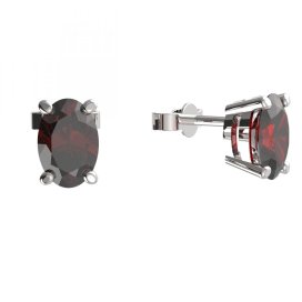 BG náušnice přírodní broušený granát   711. Stříbro 925 - rhodium Granát