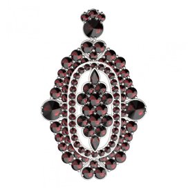 BG brož 348 Stříbro 925 - rhodium Granát