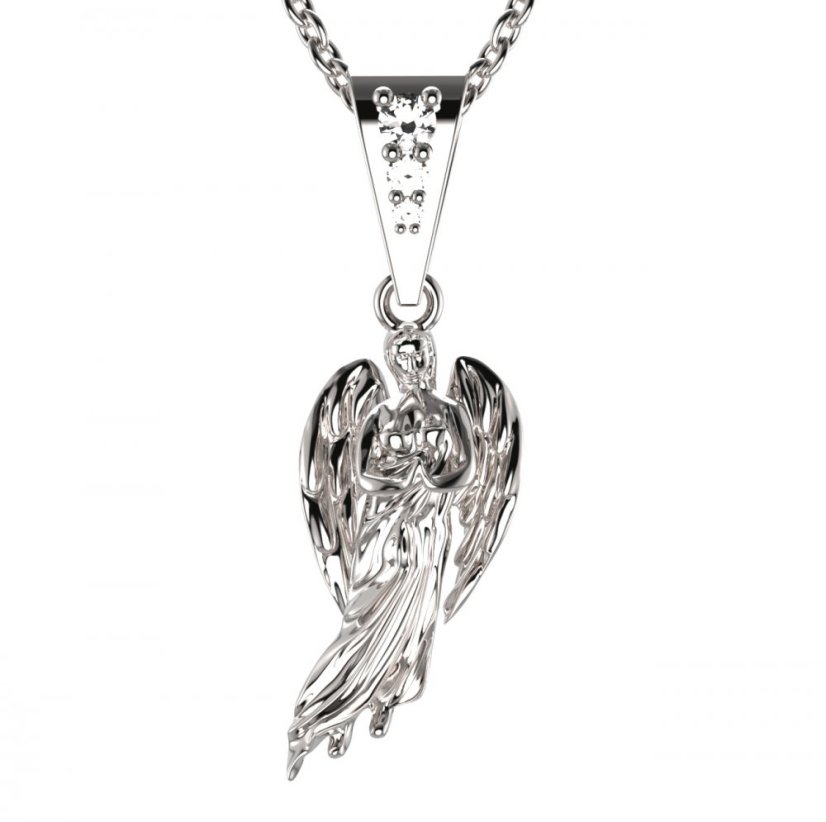 BG zlatý přívěšek anděl 1174 Bílé zlato - 585 Diamant