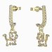 BeKid, Gold kids earrings -1184 - Switching on: Pendant hanger, Metal: Yellow gold - 585, Stone: Pink cubic zircon