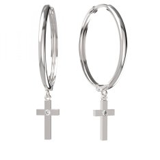 BG zlaté náušnice křížek 1104 Bílé zlato - 585 Diamant
