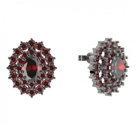 BG náušnice ovál -  001 Stříbro 925 - ruthenium (30-90dní) Granát