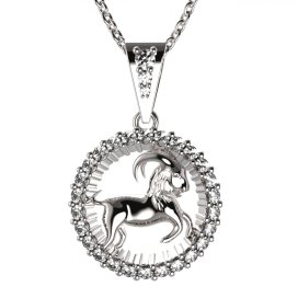 BG zlatý diamantový přívěšek Kozoroh 045 Bílé zlato - 585 Diamant lab-grown