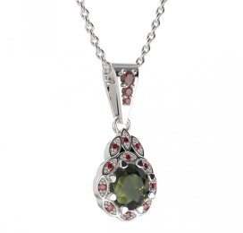 BG přívěs kulatý 991-2 Stříbro 925 - rhodium Vltavín a granát