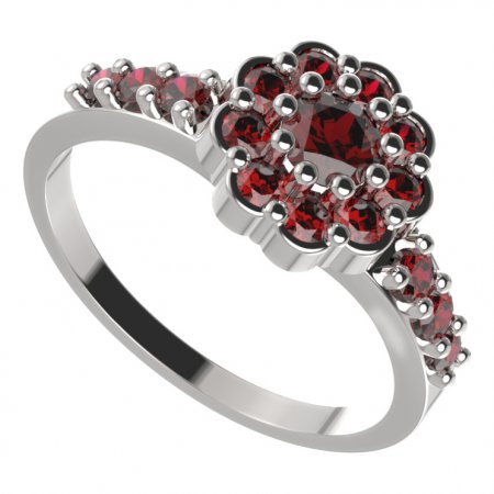 BG ring 453-Z circular - Metal: Silver 925 - rhodium, Stone: Garnet