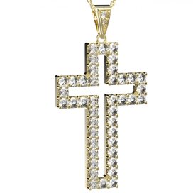 BG zlatý přívěšek křížek 238 Žluté zlato - 585 Bílý kubický zirkon