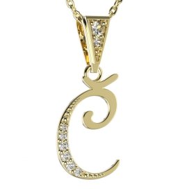 BG zlatý přívěsek písmenko Č - 1236 Žluté zlato - 585 Diamant