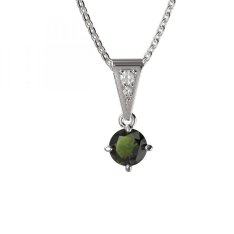 BG vltavínový přívěšek 680 Bílé zlato - 585 Vltavín a diamant