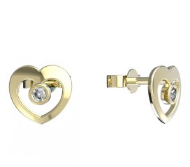 BeKid dětské náušnice srdíčko 848 Žluté zlato - 585 Diamant