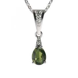 BG přívěs vsazen vltavín  623 Bílé zlato - 585 Vltavín a diamant