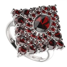 BG prsten s českým granátem  262 Stříbro 925 - rhodium Granát