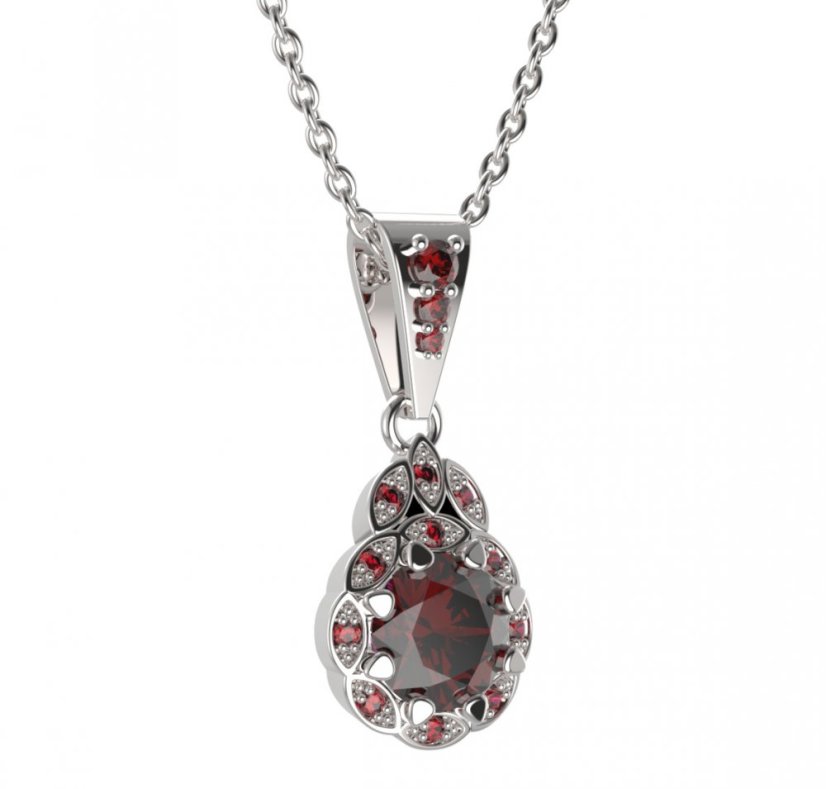 BG přívěs kulatý 991-2 Stříbro 925 - rhodium Vltavín a  kubický zirkon