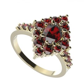 BG prsten oválný 422-Z Stříbro 925 - pozlacené Granát