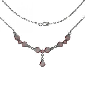 BG náhrdelník vsazeny kameny : vltavín a granát  254 Stříbro 925 - ruthenium (30-90dní) Granát