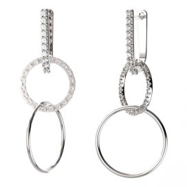 BG zlaté náušnice 1163+92 Bílé zlato - 585 Bílý kubický zirkon