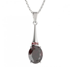 BG přívěs s centrálním oválným kamenem 493-C Stříbro 925 - rhodium Granát