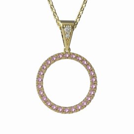 BG zlatý přívěšek kruh  1155/26 Žluté zlato - 585 Růžový kubický zirkon