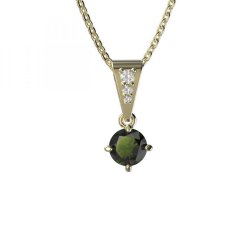 BG vltavínový přívěšek 680 Žluté zlato - 585 Vltavín a diamant