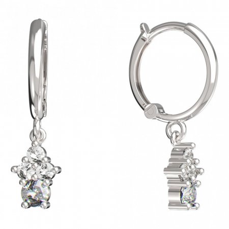 BeKid, Gold kids earrings -159 - Switching on: Circles 12 mm, Metal: White gold 585, Stone: White cubic zircon
