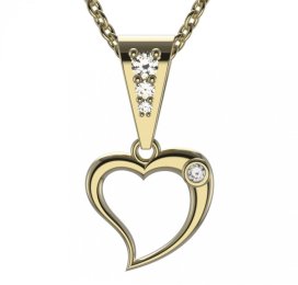BG zlatý diamantový přívěšek srdíčko 1268 Žluté zlato - 585 Diamant lab-grown