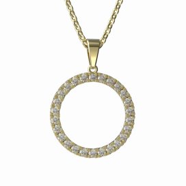 BG zlatý přívěšek kruh  1155/26 Žluté zlato - 585 Růžový kubický zirkon