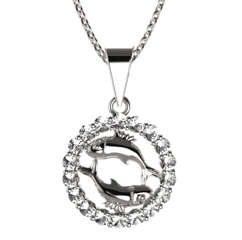 BG zlatý přívěšek Ryby 044 Bílé zlato - 585 Diamant