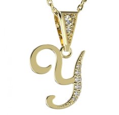 BG zlatý přívěsek písmenko Y - 1233 Žluté zlato - 585 Diamant