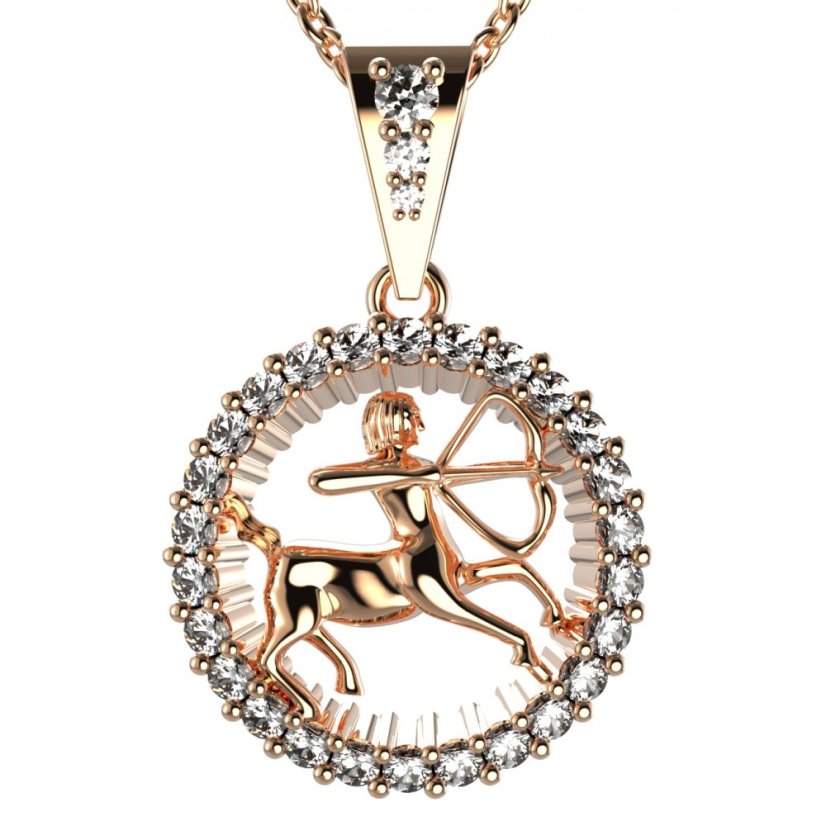 Zlatý přívěsek znamení Střelec s lab-grown diamantem, růžové zlato 585 – 045 (Zd14045L2)