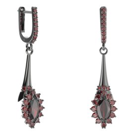 BG náušnice s centrálním oválným kamenem 504-C91 Stříbro 925 - ruthenium (30-90dní) Granát