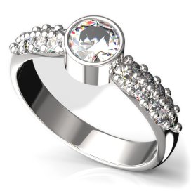 BG zlatý prstýnek 720 Bílé zlato - 585 Diamant