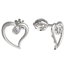 Bg náušnice srdíčko 1267 Bílé zlato - 585 Diamant