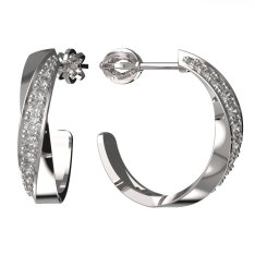 BG zlaté náušnice polokruh 1361 Bílé zlato - 585 Diamant