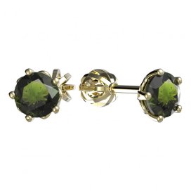 BG vltavínové náušnice 875 Žluté zlato - 585 Vltavín